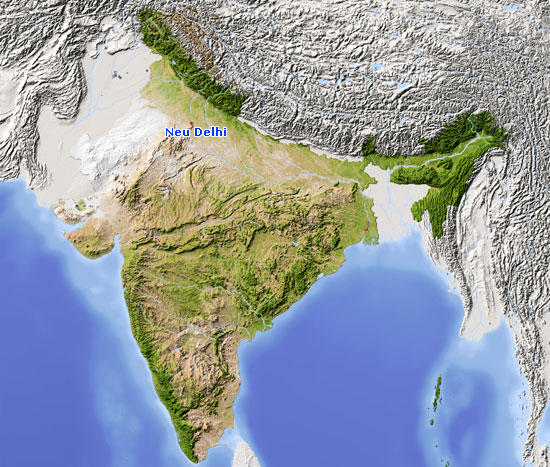 Indien Reliefkarte