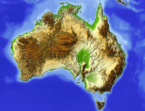 Reliefkarte Australien