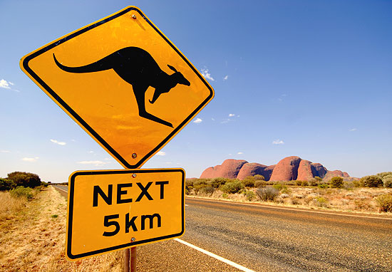 Hinweis auf Kängurus in Australien