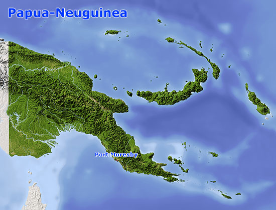 Papua-Neuguinea: Reliefkarte