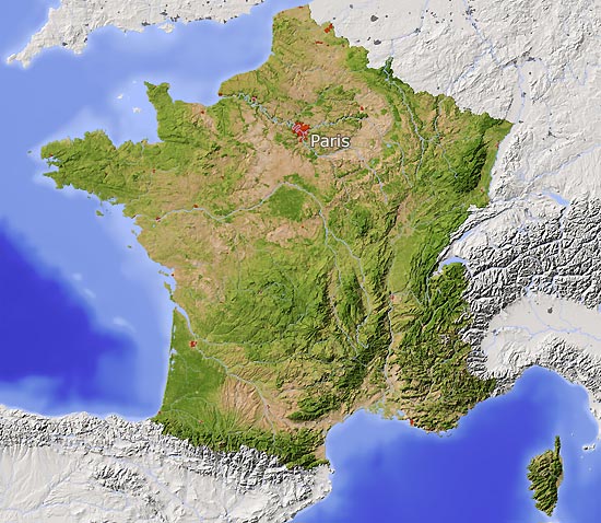 Frankreich Reliefkarte