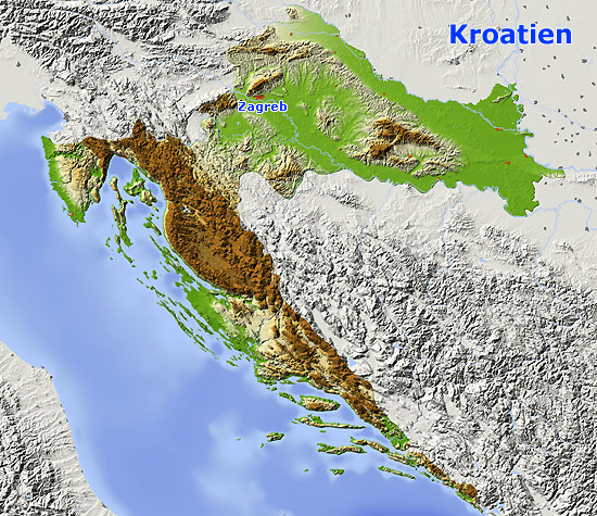 Kroatien Reliefkarte